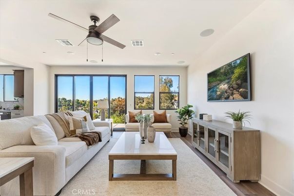 Interior, Living room, Recessed Lighting, Wood Texture Flooring
