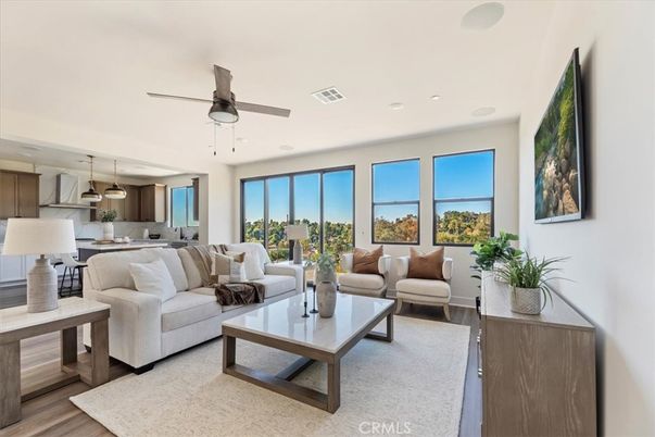 Dining room, Interior, Kitchen, Living room, Pendant Lights, Recessed Lighting, Stainless Steel Appliances, Wood Texture Flooring