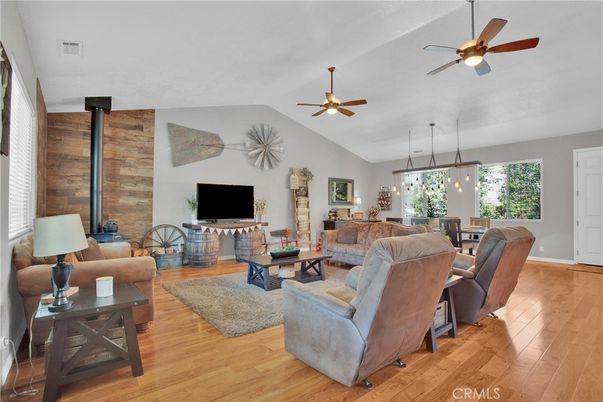 Dining room, Interior, Living room, Pendant Lights, Wood Texture Flooring, Wooden Walls