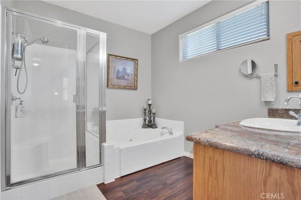 Bathroom, Glass Shower, Interior, Wood Texture Flooring