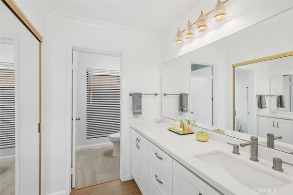 Bathroom, Dual Sink Vanities, Interior, Wood Texture Flooring