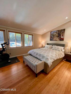 Bedroom, Fitness Equipment, Interior, Recessed Lighting, Wood Texture Flooring