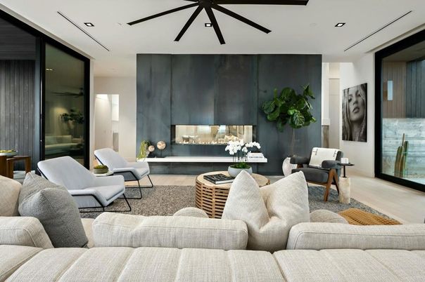 Fireplace, Interior, Living room, Recessed Lighting
