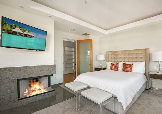 Bedroom, Fireplace, Interior, Recessed Lighting