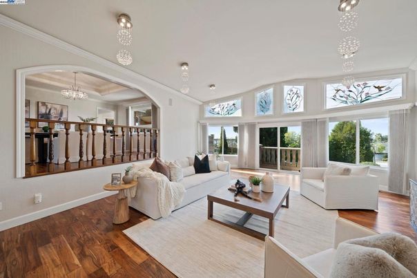 Chandelier, Interior, Living room, Pendant Lights, Wood Texture Flooring