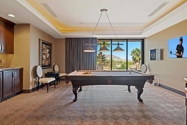 Billiard Table, Game Room, Interior, Pendant Lights, Recessed Lighting