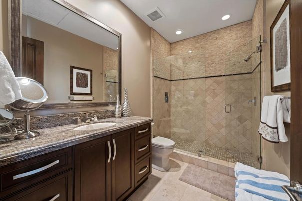Bathroom, Glass Shower, Interior, Recessed Lighting