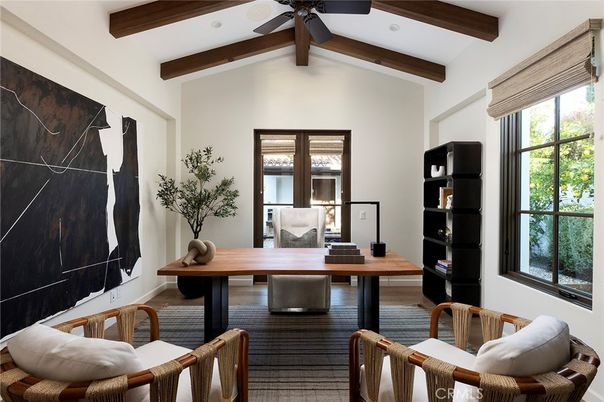 Home Office, Interior, Recessed Lighting, Wooden Beams