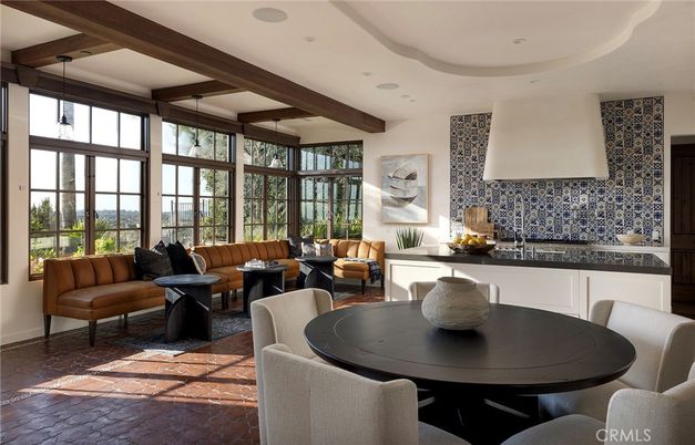 Dining room, Interior, Living room, Recessed Lighting, Wooden Beams