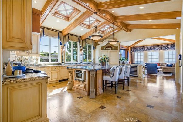 Dining room, Interior, Kitchen, Living room, Pendant Lights, Recessed Lighting, Wooden Beams