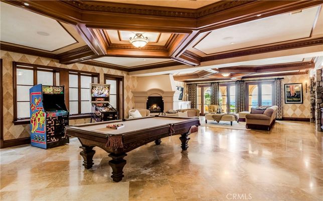 Billiard Table, Fireplace, Game Room, Interior, Living room, Recessed Lighting