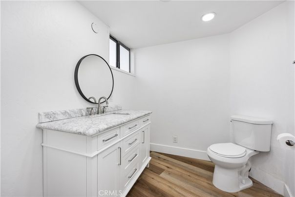 Bathroom, Interior, Recessed Lighting, Wood Texture Flooring