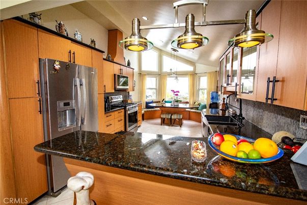 Dining room, Interior, Kitchen, Recessed Lighting, Stainless Steel Appliances, Wood Texture Flooring