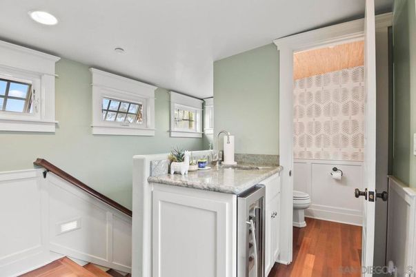 Bathroom, Interior, Recessed Lighting, Wood Texture Flooring