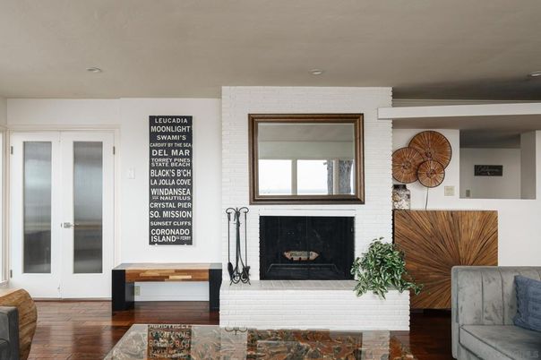 Fireplace, Interior, Recessed Lighting, Wood Texture Flooring