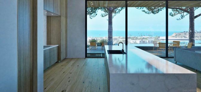 Interior, Kitchen, Recessed Lighting, Water, Wood Texture Flooring
