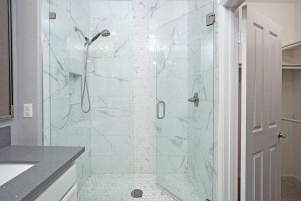 Bathroom, Glass Shower, Interior, Marble Walls