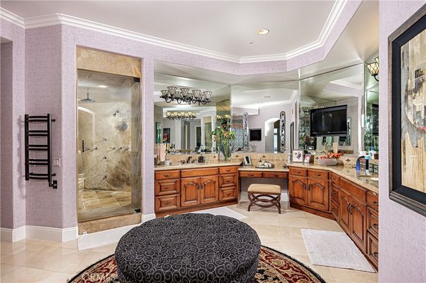 Bathroom, Dual Sink Vanities, Glass Shower, Interior, Recessed Lighting