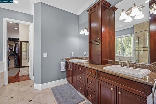Bathroom, Dual Sink Vanities, Glass Shower, Interior, Recessed Lighting