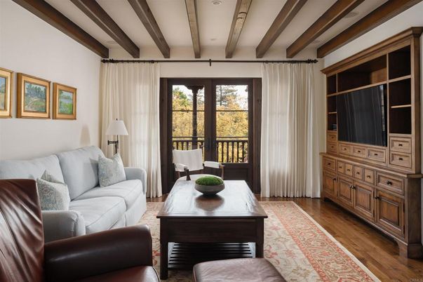 Home Office, Interior, Living room, Recessed Lighting, Wooden Beams, Wood Texture Flooring