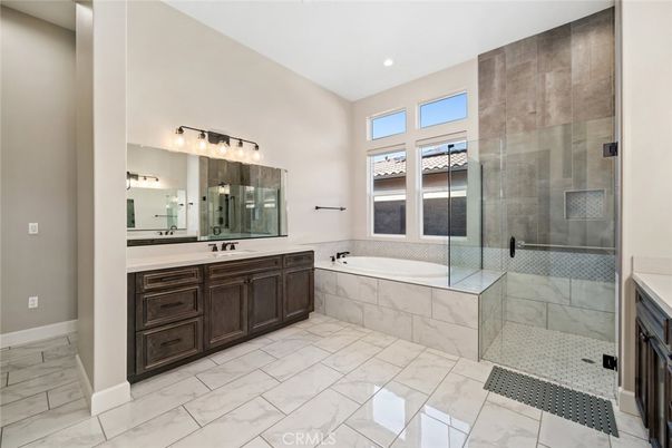 Bathroom, Glass Shower, Interior, Marble, Recessed Lighting