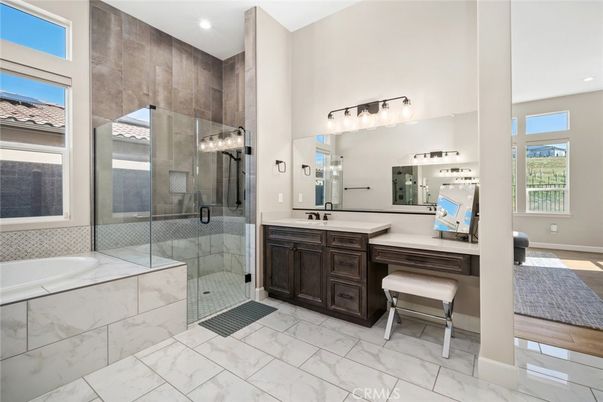Bathroom, Glass Shower, Interior, Marble, Recessed Lighting
