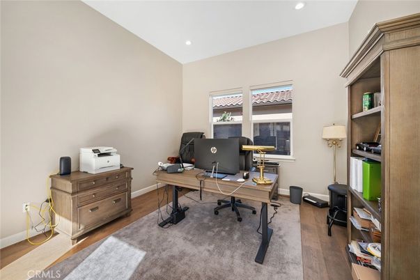 Home Office, Interior, Recessed Lighting, Wood Texture Flooring