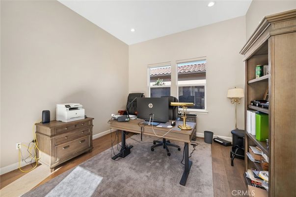 Home Office, Interior, Recessed Lighting, Wood Texture Flooring