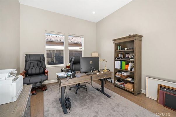 Home Office, Interior, Recessed Lighting, Wood Texture Flooring