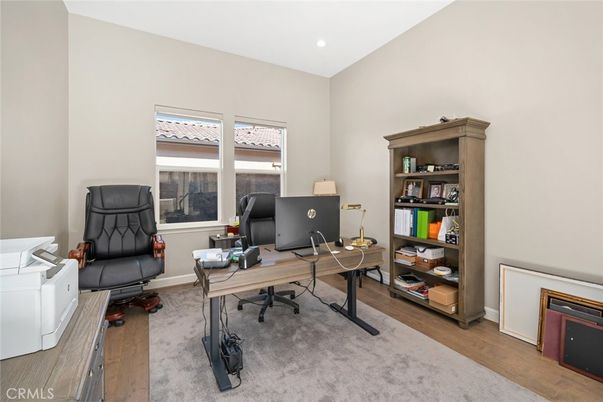 Home Office, Interior, Recessed Lighting, Wood Texture Flooring