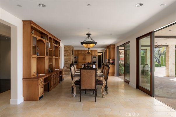 Dining room, Interior, Kitchen, Pendant Lights, Recessed Lighting, Stainless Steel Appliances, Stone Walls