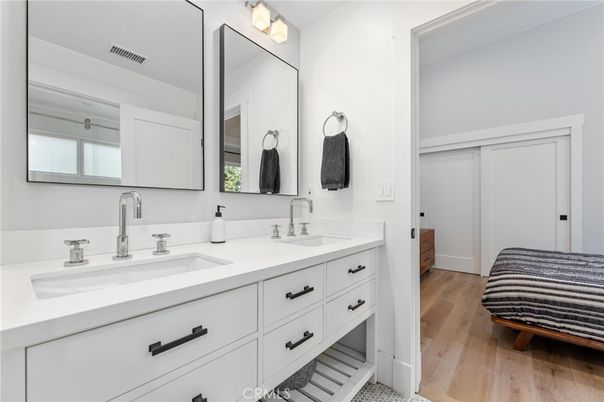 Bathroom, Dual Sink Vanities, Interior, Wood Texture Flooring