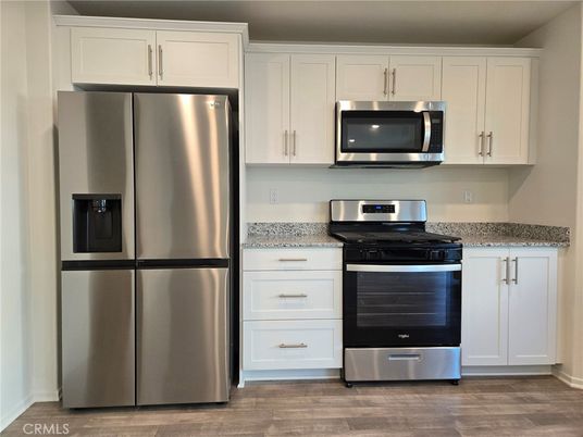 Interior, Kitchen, Stainless Steel Appliances, Wood Texture Flooring