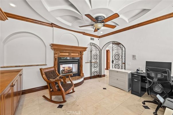 Fireplace, Home Office, Interior, Recessed Lighting