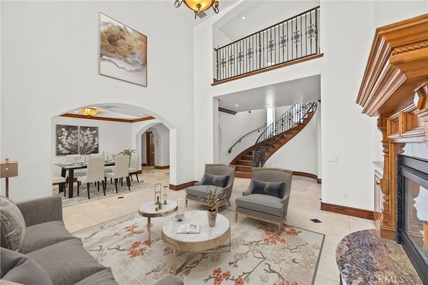 Dining room, Fireplace, Interior, Living room, Recessed Lighting