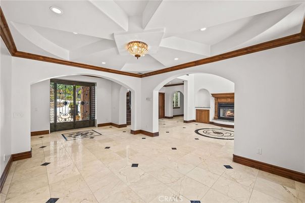 Chandelier, Empty room, Fireplace, Interior, Recessed Lighting