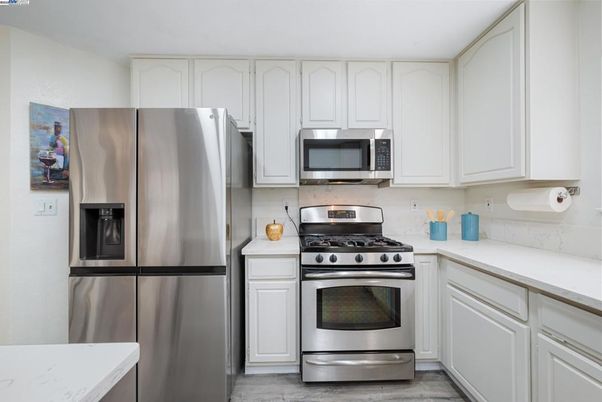 Interior, Kitchen, Stainless Steel Appliances, Wood Texture Flooring