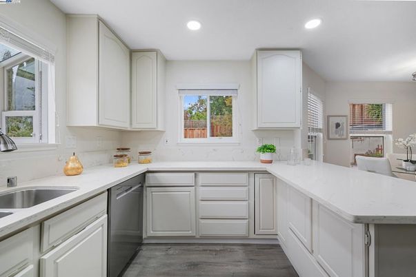 Interior, Kitchen, Recessed Lighting, Wood Texture Flooring