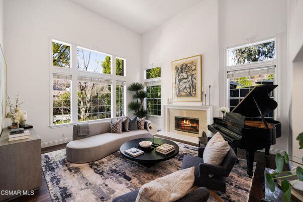 Fireplace, Interior, Living room, Piano, Wood Texture Flooring