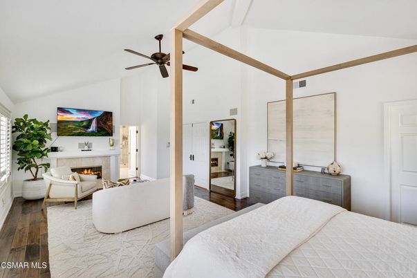 Bedroom, Fireplace, Interior, Living room, Wood Texture Flooring
