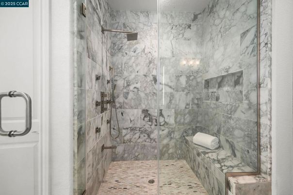 Bathroom, Glass Shower, Interior, Marble Walls