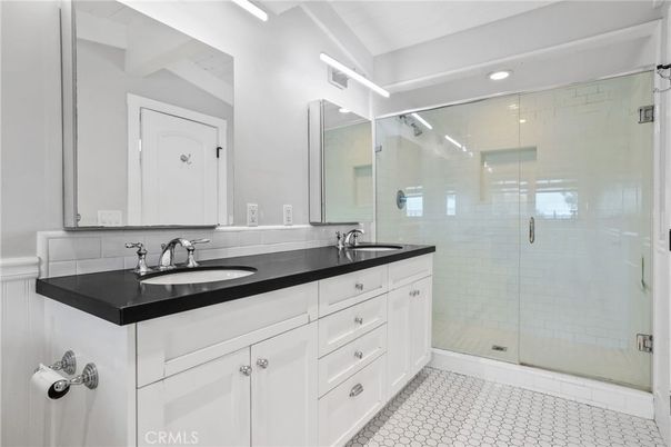 Bathroom, Dual Sink Vanities, Glass Shower, Interior, Recessed Lighting