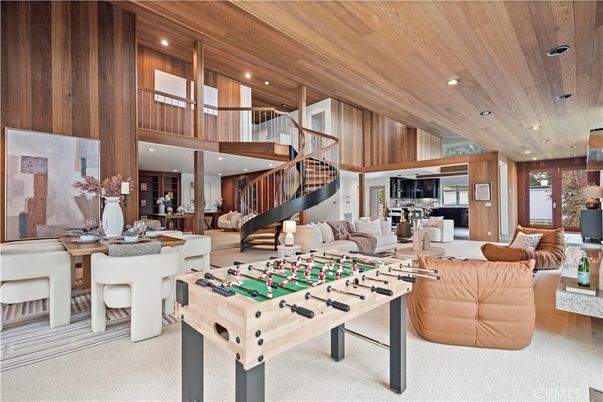 Billiard Table, Game Room, Interior, Living room, Recessed Lighting, Wooden Ceilings, Wooden Walls