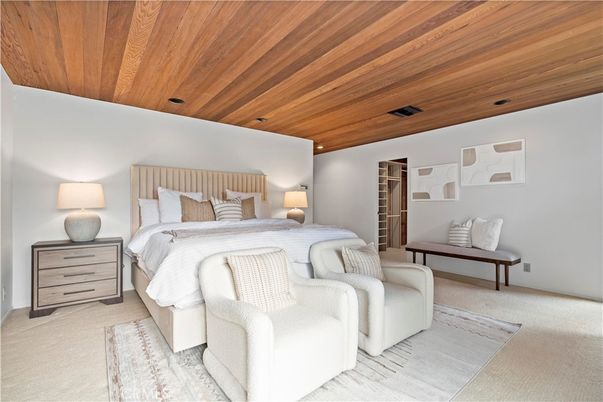 Bedroom, Interior, Recessed Lighting, Wooden Ceilings