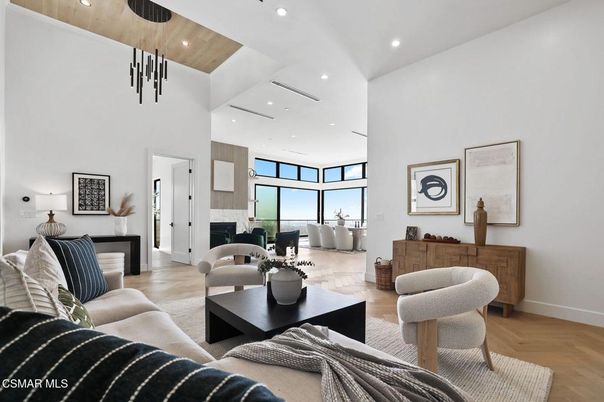 Fireplace, Interior, Living room, Pendant Lights, Recessed Lighting, Wooden Ceilings, Wood Texture Flooring
