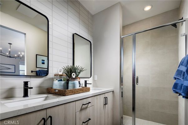 Bathroom, Dual Sink Vanities, Glass Shower, Interior, Recessed Lighting