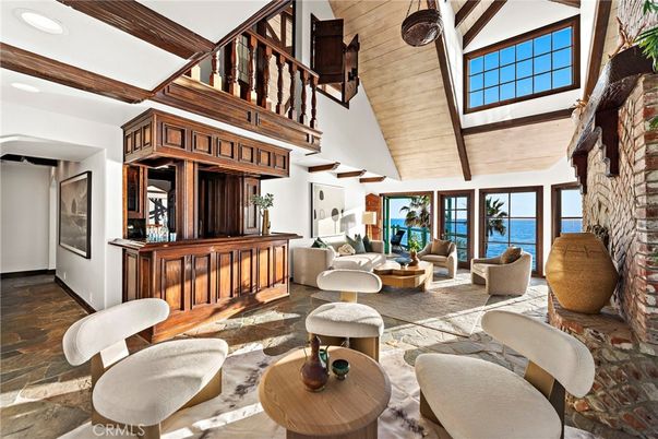 Interior, Living room, Stone Walls, Water, Wooden Beams