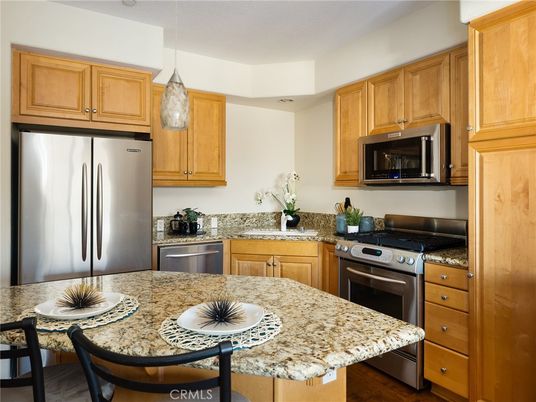Interior, Kitchen, Pendant Lights, Stainless Steel Appliances, Wood Texture Flooring