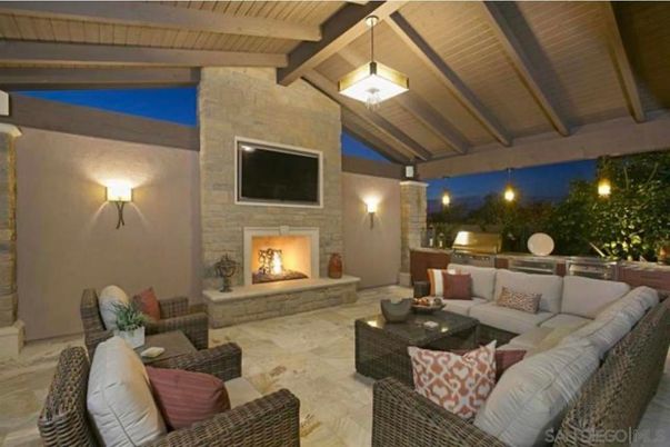Exterior, Fireplace, Pendant Lights
