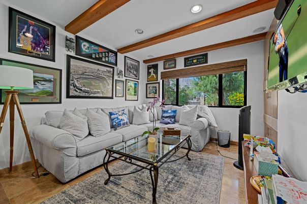 Interior, Living room, Recessed Lighting, Wooden Beams